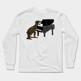 Dinosaur Playing Piano Long Sleeve T-Shirt